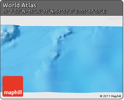 Physical 3D Map of the Area around 16° 19' 2" N, 55° 19' 30" E