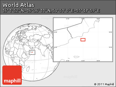 Blank Location Map of the Area around 16° 19' 2" N, 55° 19' 30" E