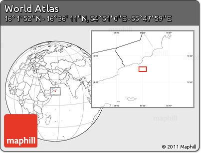 Blank Location Map of the Area around 16° 19' 2" N, 55° 19' 30" E