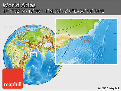 Physical Location Map of the Area around 16° 19' 2" N, 56° 10' 29" E