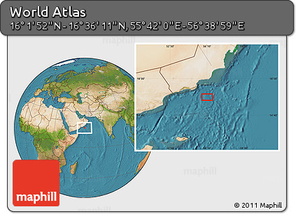 Satellite Location Map of the Area around 16° 19' 2" N, 56° 10' 29" E