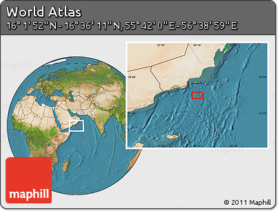 Satellite Location Map of the Area around 16° 19' 2" N, 56° 10' 29" E