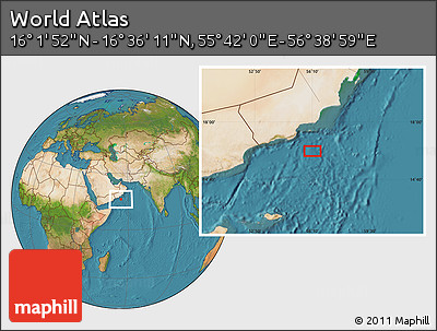 Satellite Location Map of the Area around 16° 19' 2" N, 56° 10' 29" E