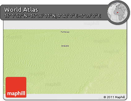 Physical 3D Map of the Area around 16° 19' 2" N, 5° 10' 30" E