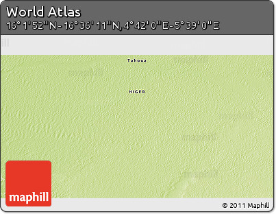 Physical 3D Map of the Area around 16° 19' 2" N, 5° 10' 30" E