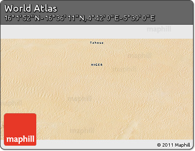 Satellite 3D Map of the Area around 16° 19' 2" N, 5° 10' 30" E