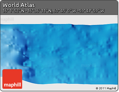 Physical 3D Map of the Area around 16° 19' 2" N, 60° 16' 29" W