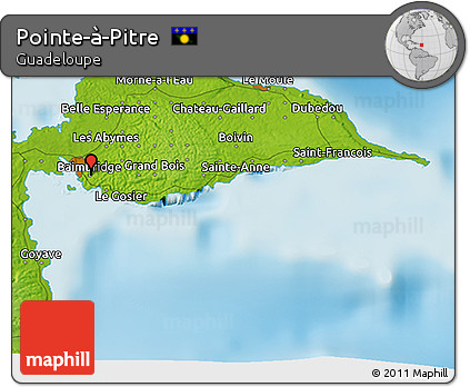 Physical 3D Map of Pointe-à-Pitre