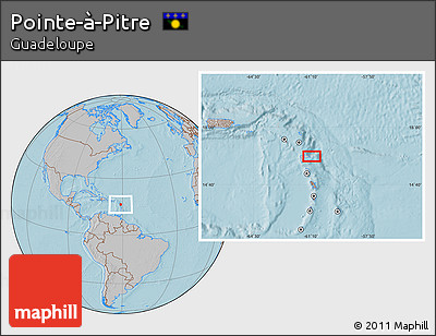 Gray Location Map of Pointe-à-Pitre, hill shading