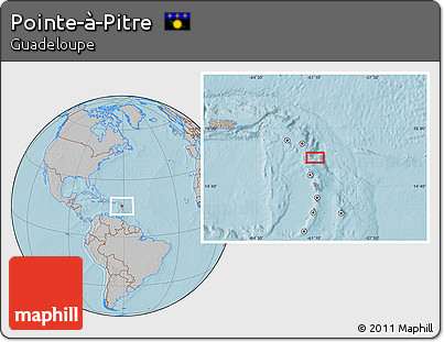 Gray Location Map of Pointe-à-Pitre, hill shading