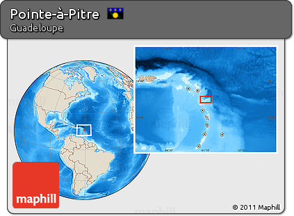 Shaded Relief Location Map of Pointe-à-Pitre
