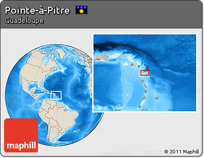 Shaded Relief Location Map of Pointe-à-Pitre