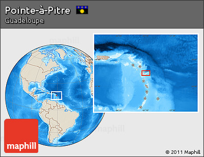 Shaded Relief Location Map of Pointe-à-Pitre