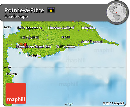 Physical Map of Pointe-à-Pitre