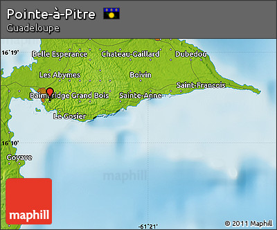 Physical Map of Pointe-à-Pitre