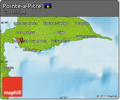 Physical Map of Pointe-à-Pitre