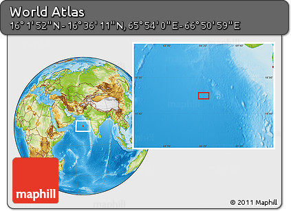 Physical Location Map of the Area around 16° 19' 2" N, 66° 22' 30" E