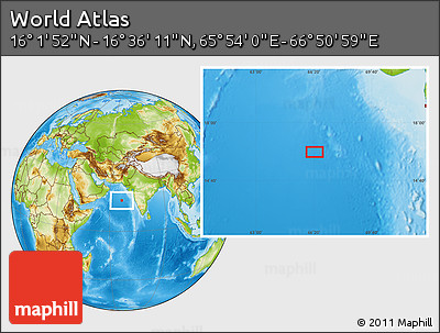 Physical Location Map of the Area around 16° 19' 2" N, 66° 22' 30" E