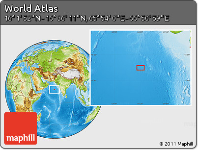 Physical Location Map of the Area around 16° 19' 2" N, 66° 22' 30" E