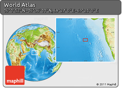Physical Location Map of the Area around 16° 19' 2" N, 68° 55' 30" E