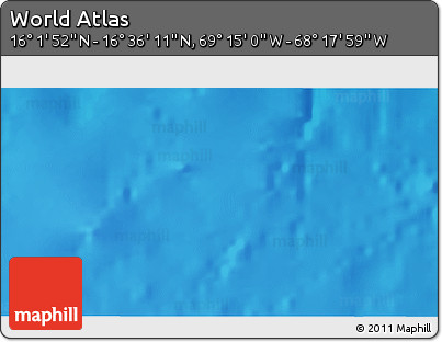 Shaded Relief 3D Map of the Area around 16° 19' 2" N, 68° 46' 30" W