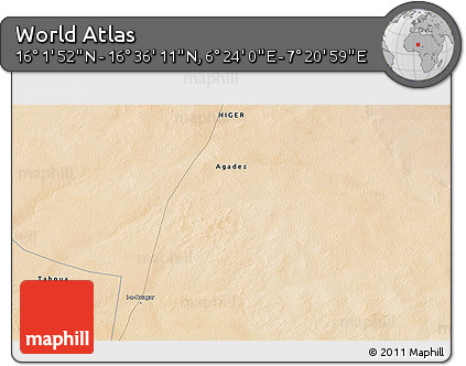 Satellite 3D Map of the Area around 16° 19' 2" N, 6° 52' 30" E
