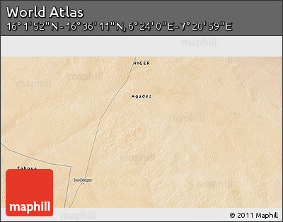 Satellite 3D Map of the Area around 16° 19' 2" N, 6° 52' 30" E