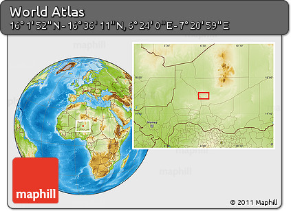 Physical Location Map of the Area around 16° 19' 2" N, 6° 52' 30" E
