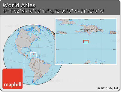 Gray Location Map of the Area around 16° 19' 2" N, 72° 10' 30" W