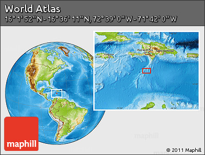 Physical Location Map of the Area around 16° 19' 2" N, 72° 10' 30" W
