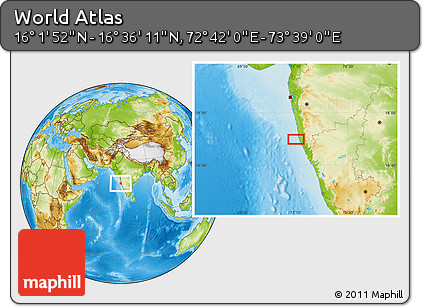 Physical Location Map of the Area around 16° 19' 2" N, 73° 10' 30" E