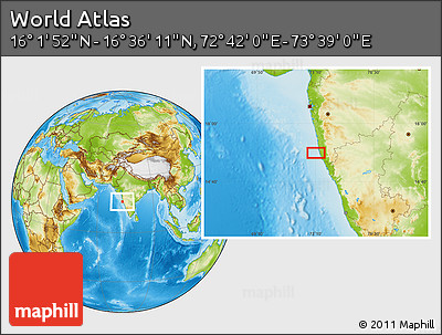 Physical Location Map of the Area around 16° 19' 2" N, 73° 10' 30" E