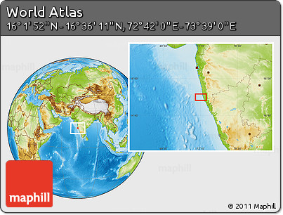 Physical Location Map of the Area around 16° 19' 2" N, 73° 10' 30" E