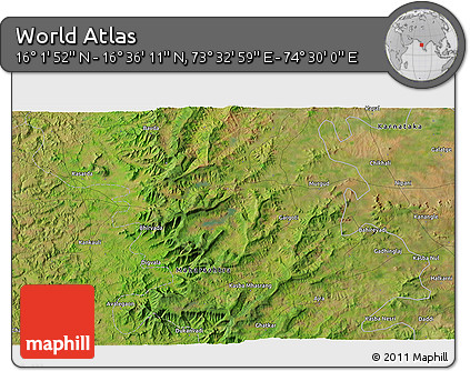 Satellite 3D Map of the Area around 16° 19' 2" N, 74° 1' 30" E