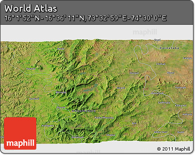 Satellite 3D Map of the Area around 16° 19' 2" N, 74° 1' 30" E