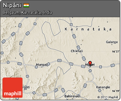 Shaded Relief Map of Nipāni