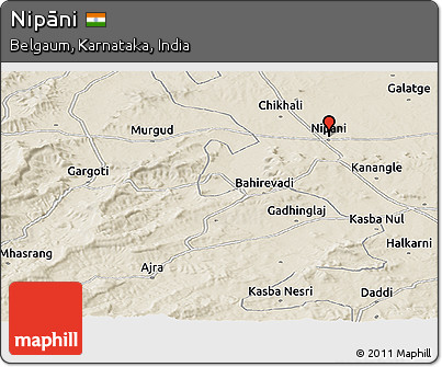 Shaded Relief Panoramic Map of Nipāni