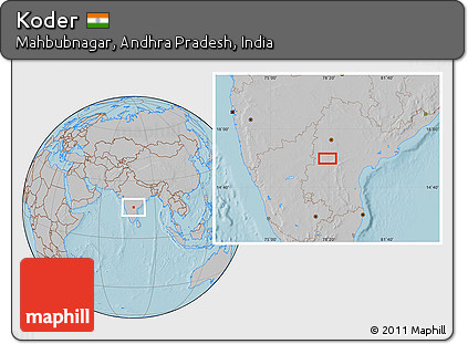 Gray Location Map of Koder, hill shading