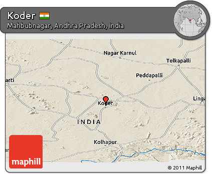 Shaded Relief Panoramic Map of Koder
