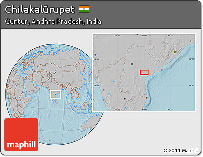 Gray Location Map of Chilakalūrupet, hill shading