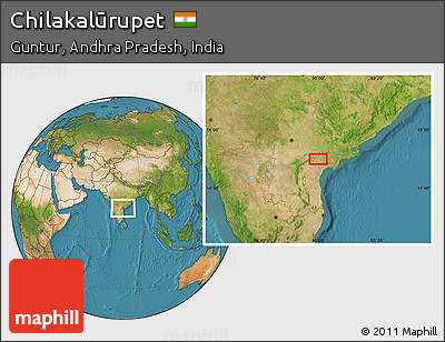 Satellite Location Map of Chilakalūrupet