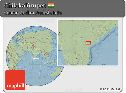 Savanna Style Location Map of Chilakalūrupet, hill shading