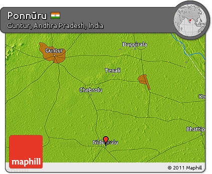 Physical 3D Map of Ponnūru