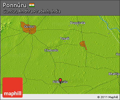 Physical 3D Map of Ponnūru
