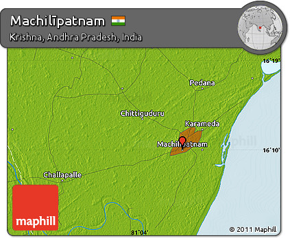 Physical Map of Machilīpatnam