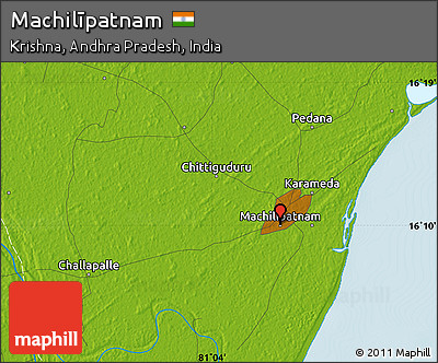 Physical Map of Machilīpatnam