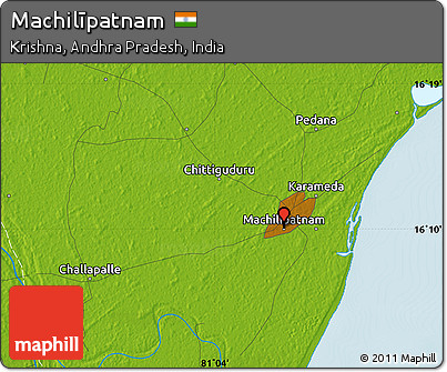 Physical Map of Machilīpatnam