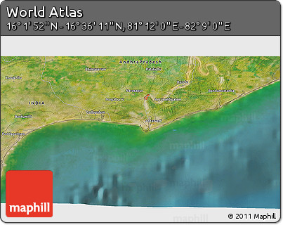 Satellite 3D Map of the Area around 16° 19' 2" N, 81° 40' 30" E