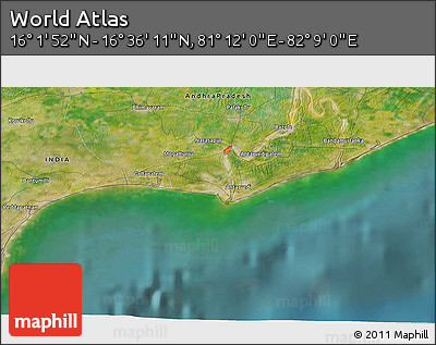 Satellite 3D Map of the Area around 16° 19' 2" N, 81° 40' 30" E