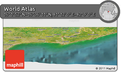 Satellite Panoramic Map of the Area around 16° 19' 2" N, 81° 40' 30" E